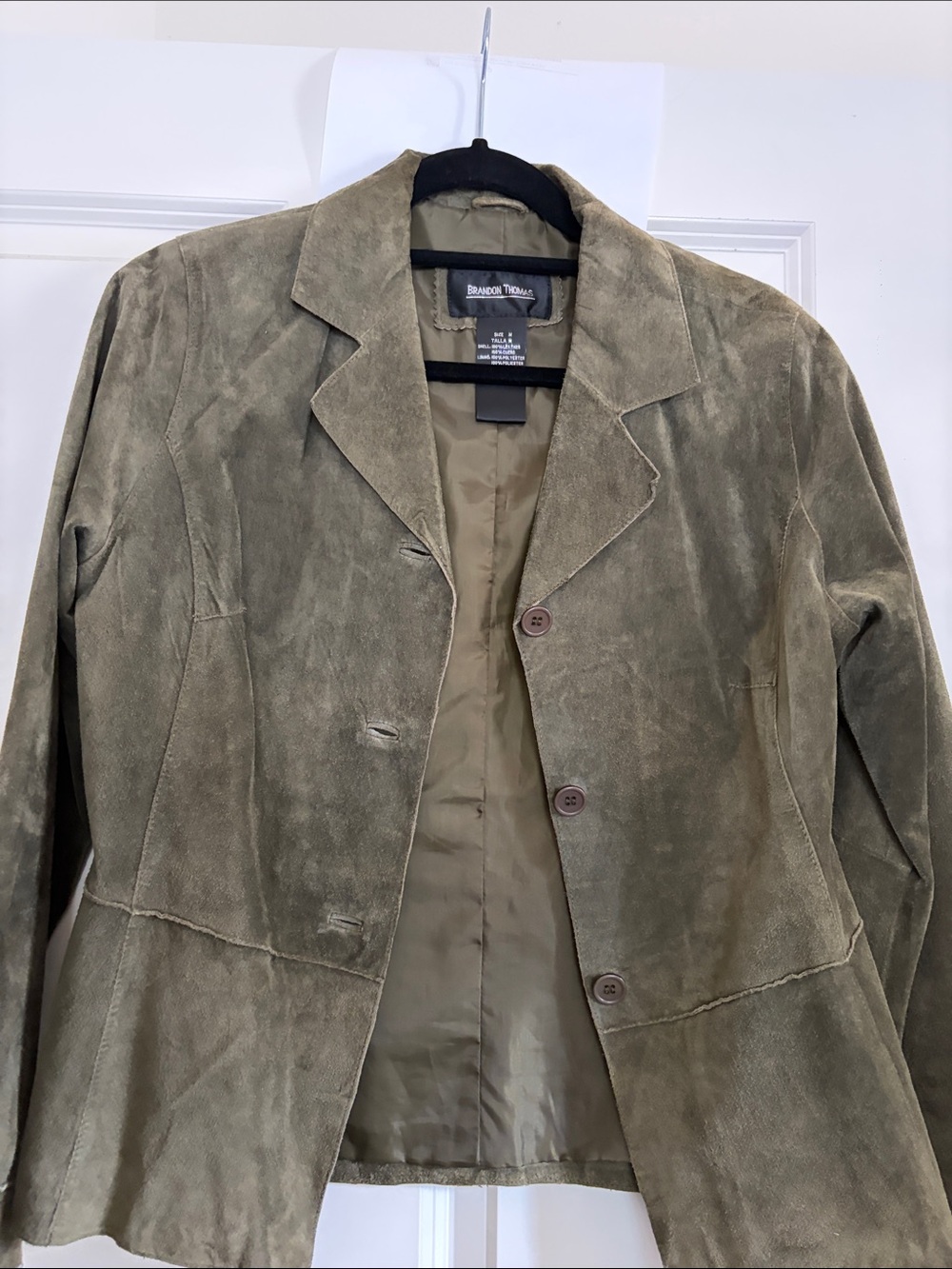 Brandon Thomas Olive Green Suede Button Jacket